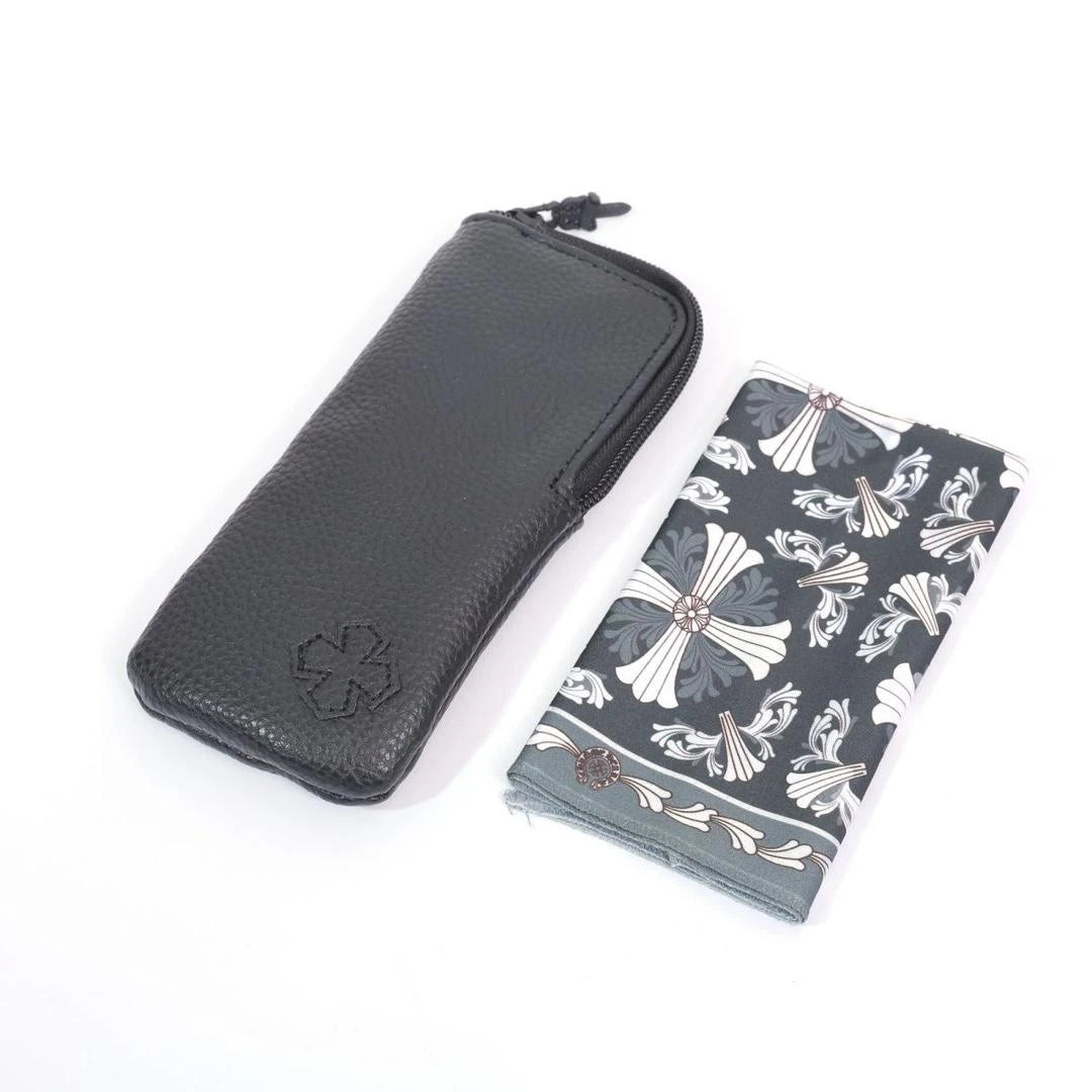 authentic chrome hearts glasses pouch - premium designer jewelry front view