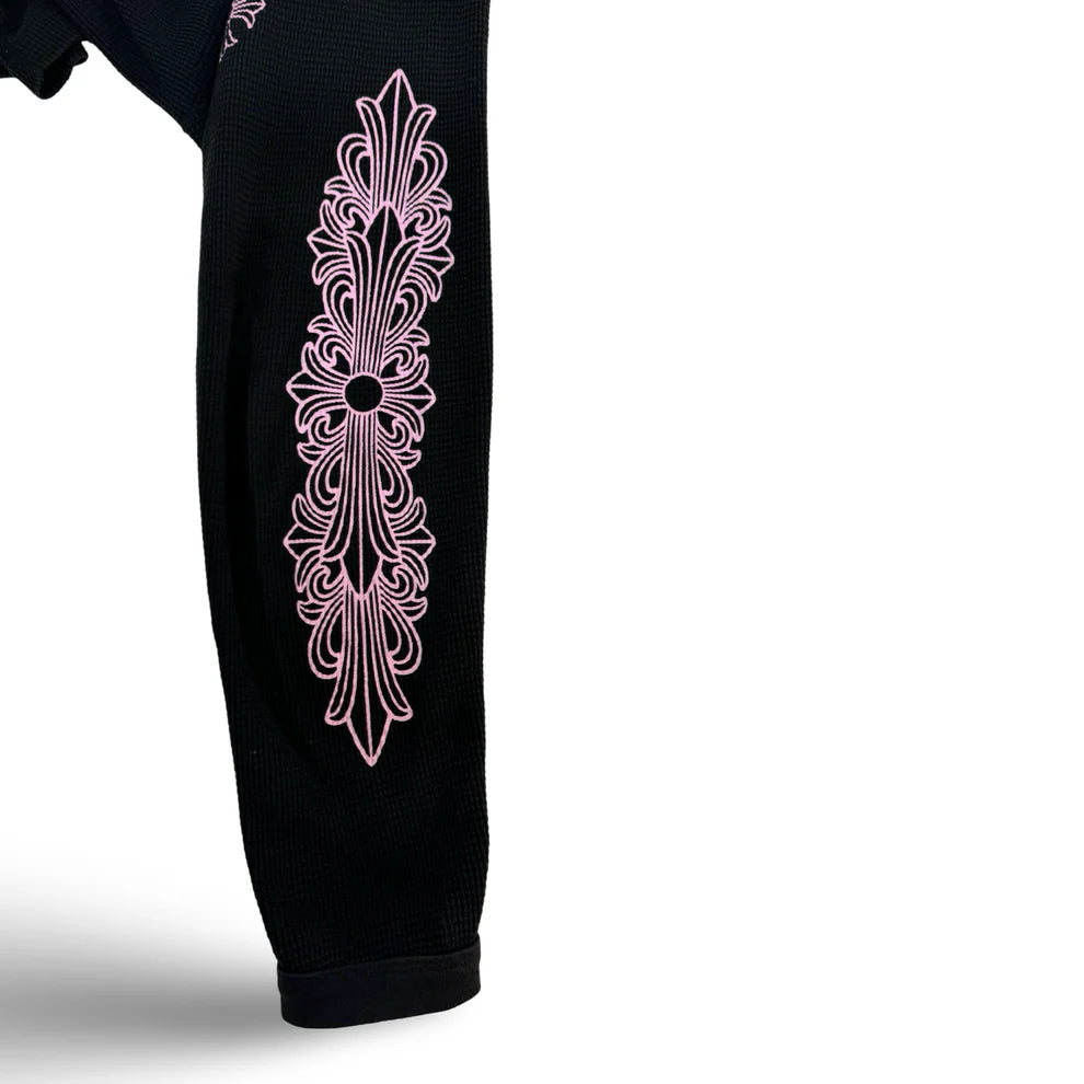 authentic chrome hearts pink thermal long sleeve - premium designer jewelry front view