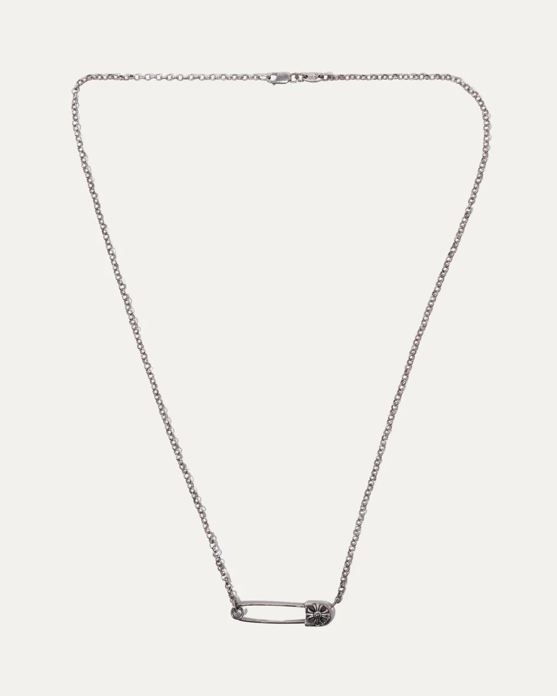 authentic chrome hearts safety pin necklace - premium designer jewelry front view