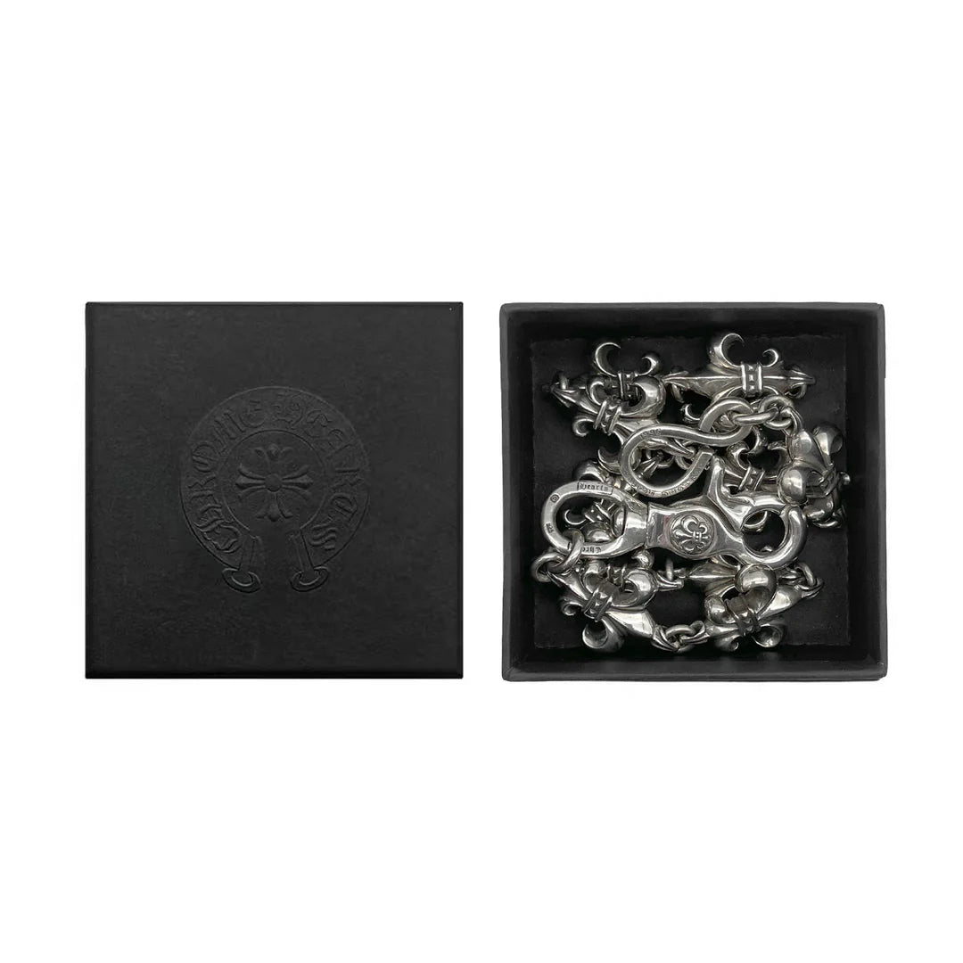 authentic chrome hearts silver fleur de lis wallet - premium designer jewelry front view