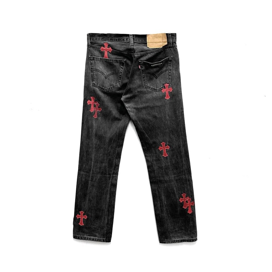 Chrome Hearts Red Cross Jeans