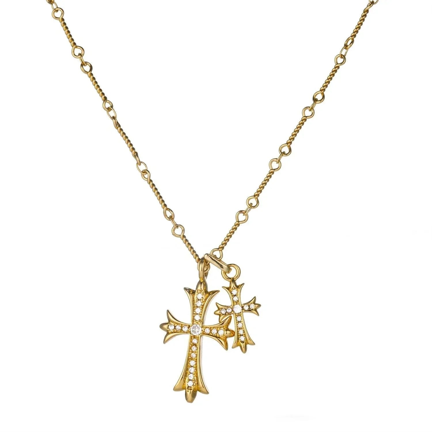 Chrome Hearts Double Cross Necklace - Chrome Hearts