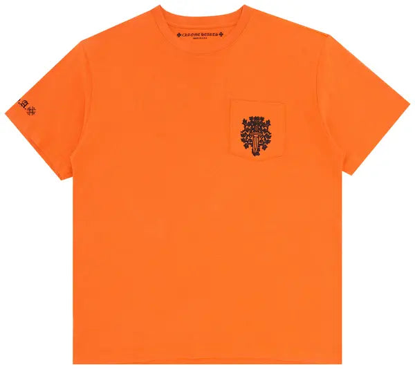 authentic chrome hearts vine dagger t-shirt orange & black - premium designer jewelry front view