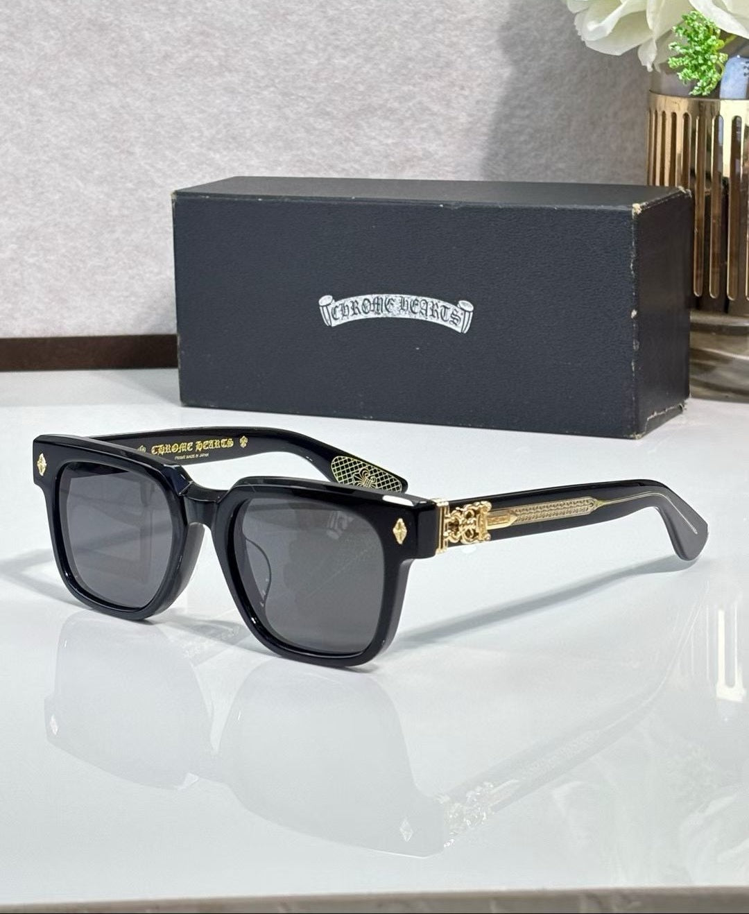 authentic thick chrome hearts glasses - premium designer jewelry front view