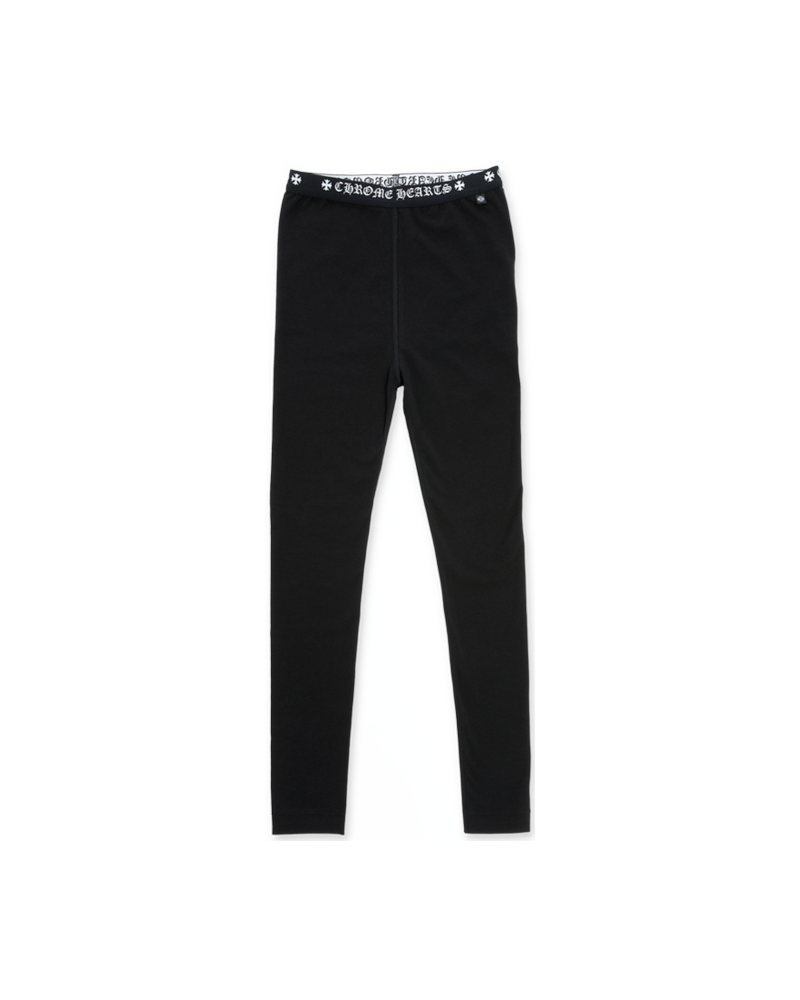 authentic chrome hearts black leggings - premium designer jewelry front view