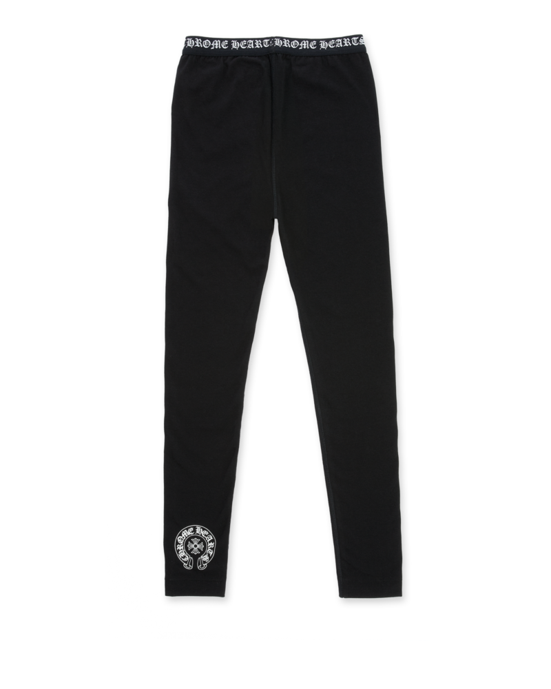 authentic chrome hearts black leggings - premium designer jewelry front view