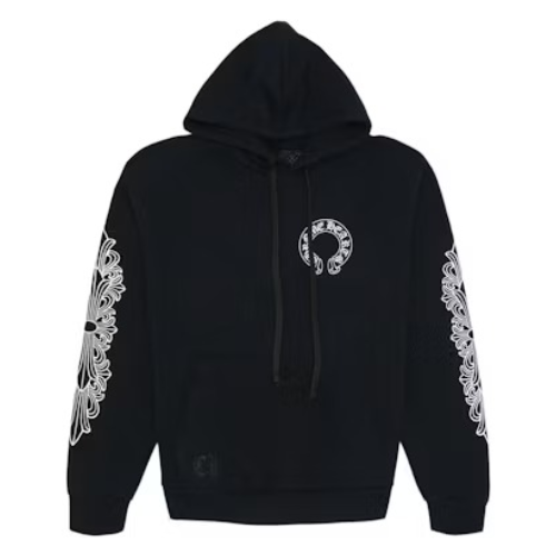 authentic black chrome hearts hoodie​ - premium designer jewelry front view