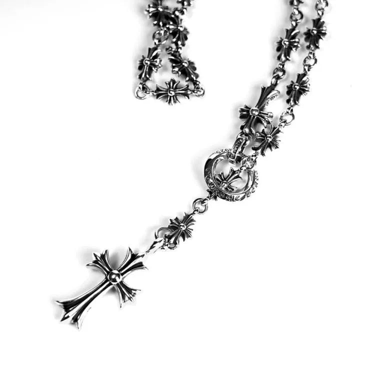 authentic ch cross and babyfat charm with tiny e ch plus chalk chain - premium designer jewelry front view