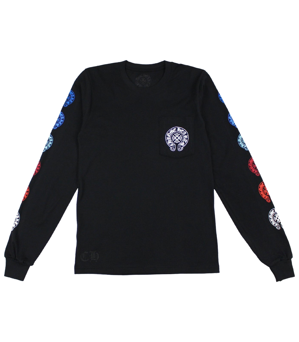 authentic ch multi color horseshoe long sleeve t-shirt - premium designer jewelry front view