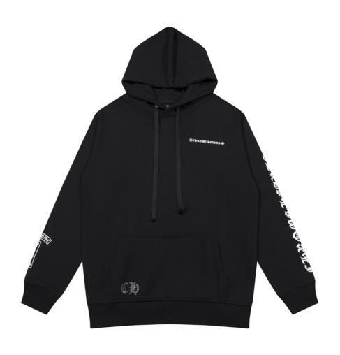 authentic chrome heart spine cross hoodie - premium designer jewelry front view