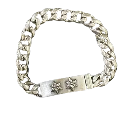 authentic chrome hearts 2 star id bracelet - premium designer jewelry front view