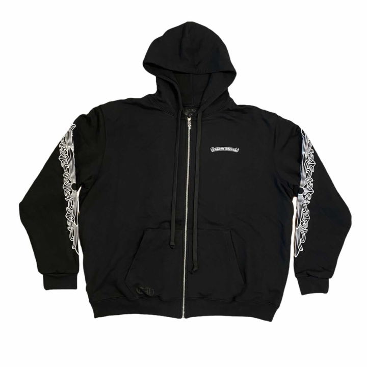 authentic chrome hearts aspen exclusive zip up hoodie - premium designer jewelry front view