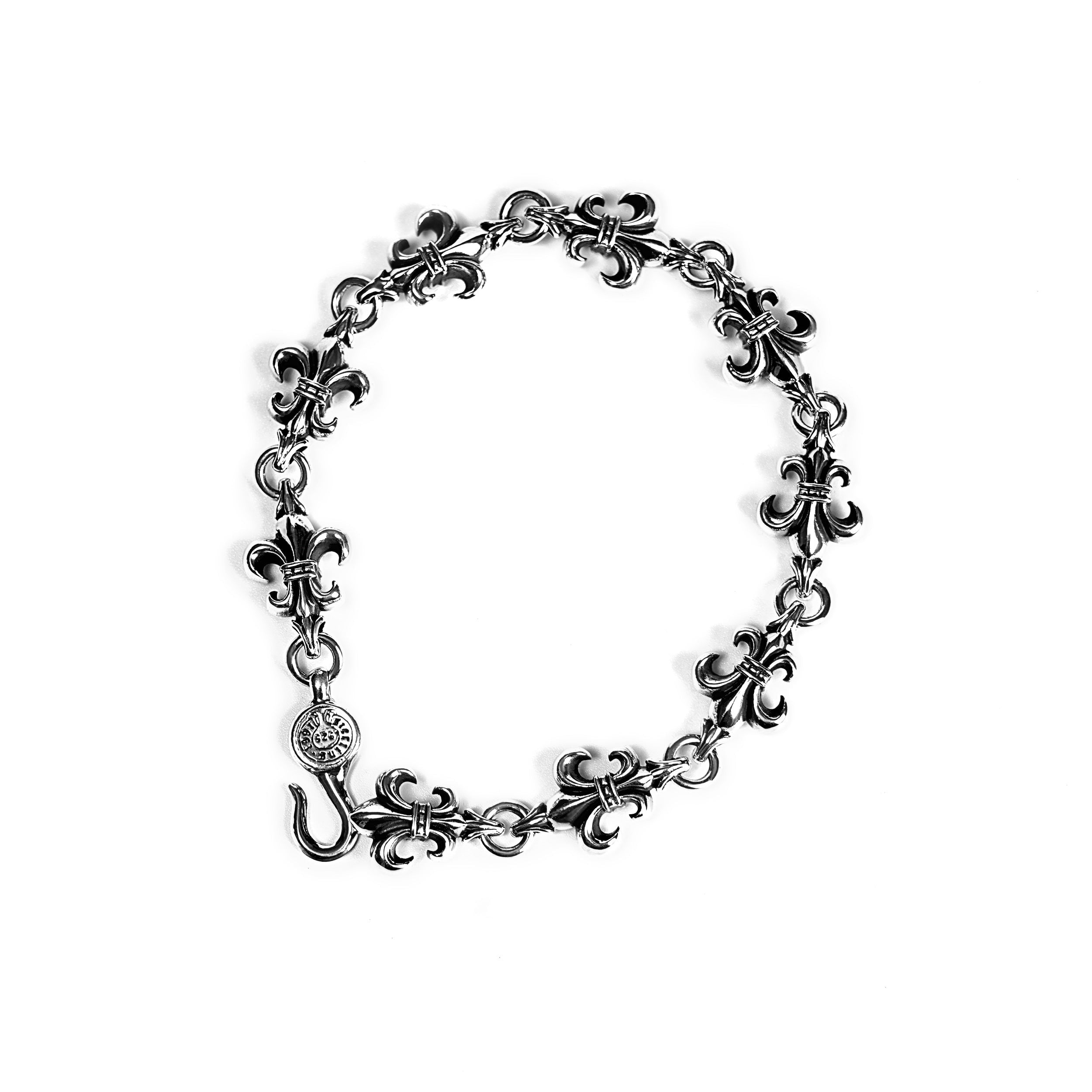 authentic chrome hearts bs fleur cross cut out link bracelet - premium designer jewelry front view