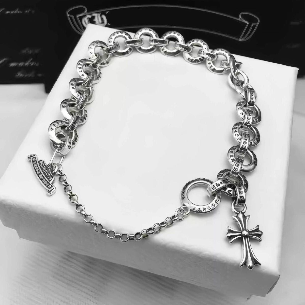 authentic chrome hearts babyfat ring bracelet - premium designer jewelry front view