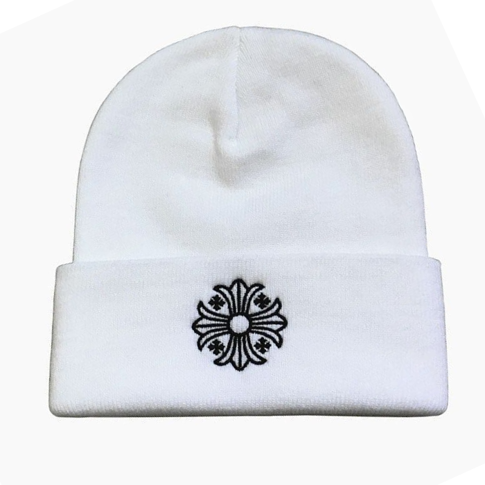 authentic chrome hearts beanie cross – white - premium designer jewelry front view
