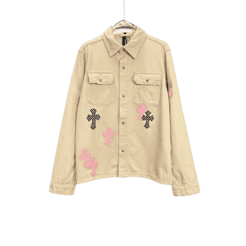 authentic chrome hearts beige long sleeve - premium designer jewelry front view
