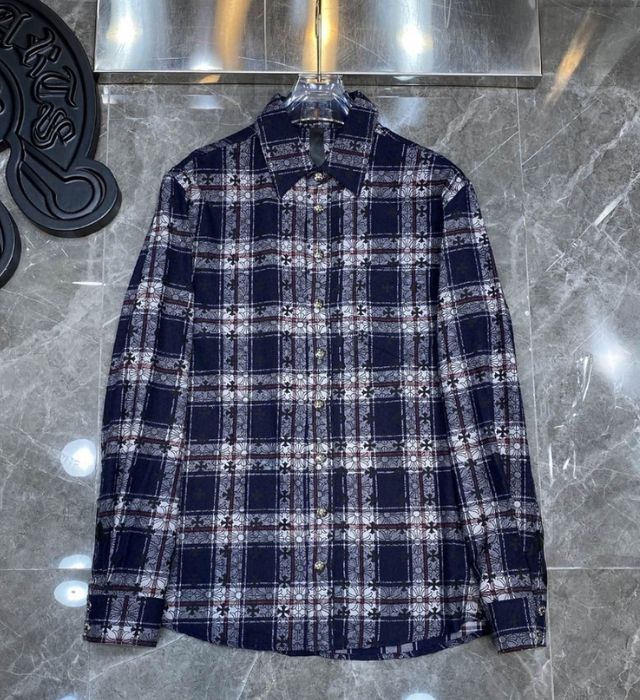 authentic chrome hearts blue striped casual t shirt - premium designer jewelry front view