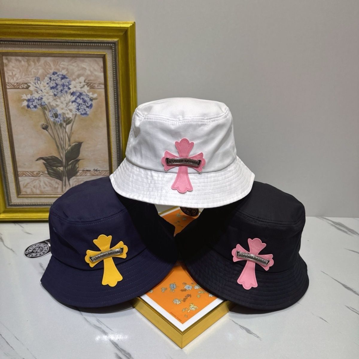 authentic chrome hearts bucket hat​ - premium designer jewelry front view