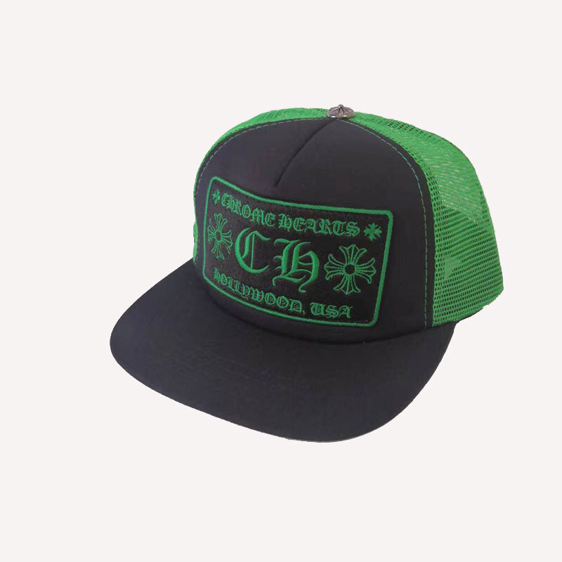 authentic chrome hearts green hat - premium designer jewelry front view