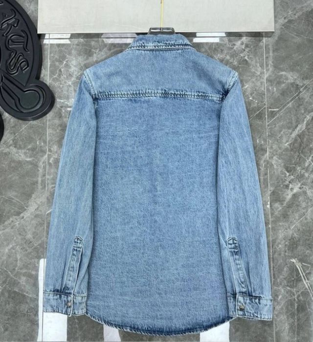 authentic chrome hearts casual denim t shirt - premium designer jewelry front view