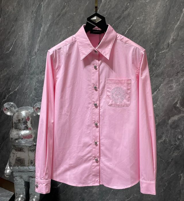 authentic chrome hearts casual t-shirt pink - premium designer jewelry front view