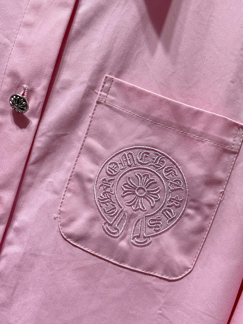 authentic chrome hearts casual t-shirt pink - premium designer jewelry front view