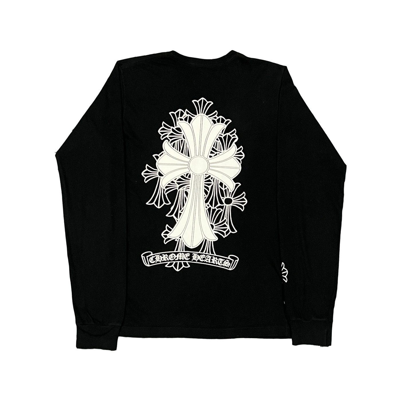 authentic chrome hearts cross logo long sleeve t-shirt - premium designer jewelry front view