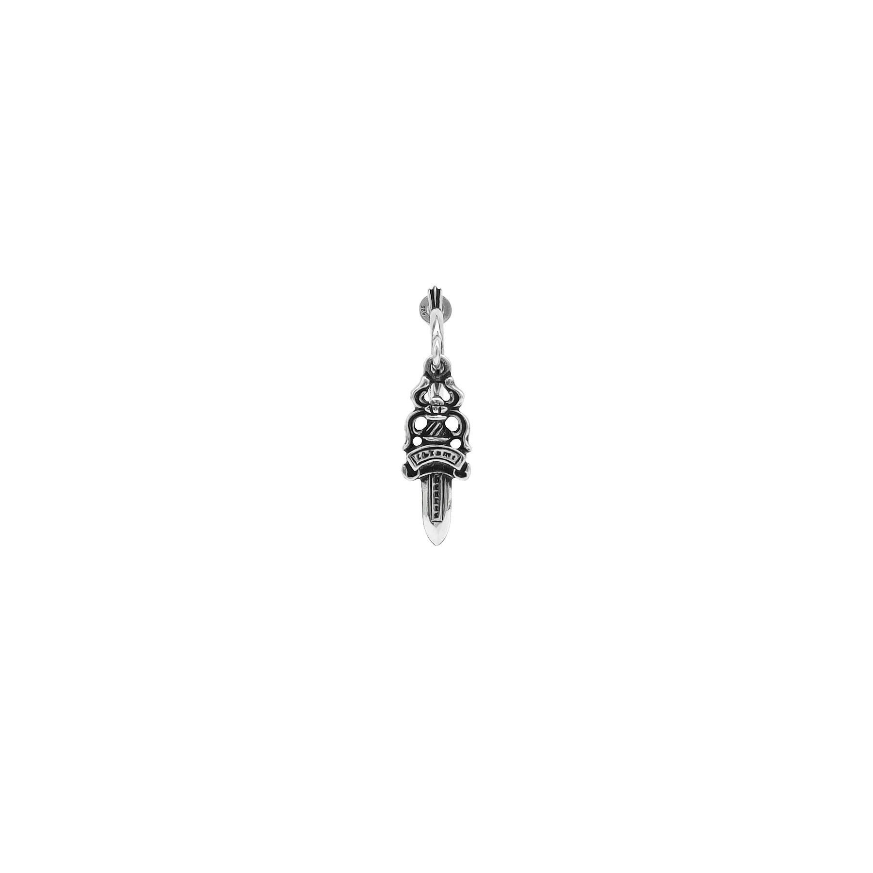 authentic chrome hearts dagger hoop earrings - premium designer jewelry front view