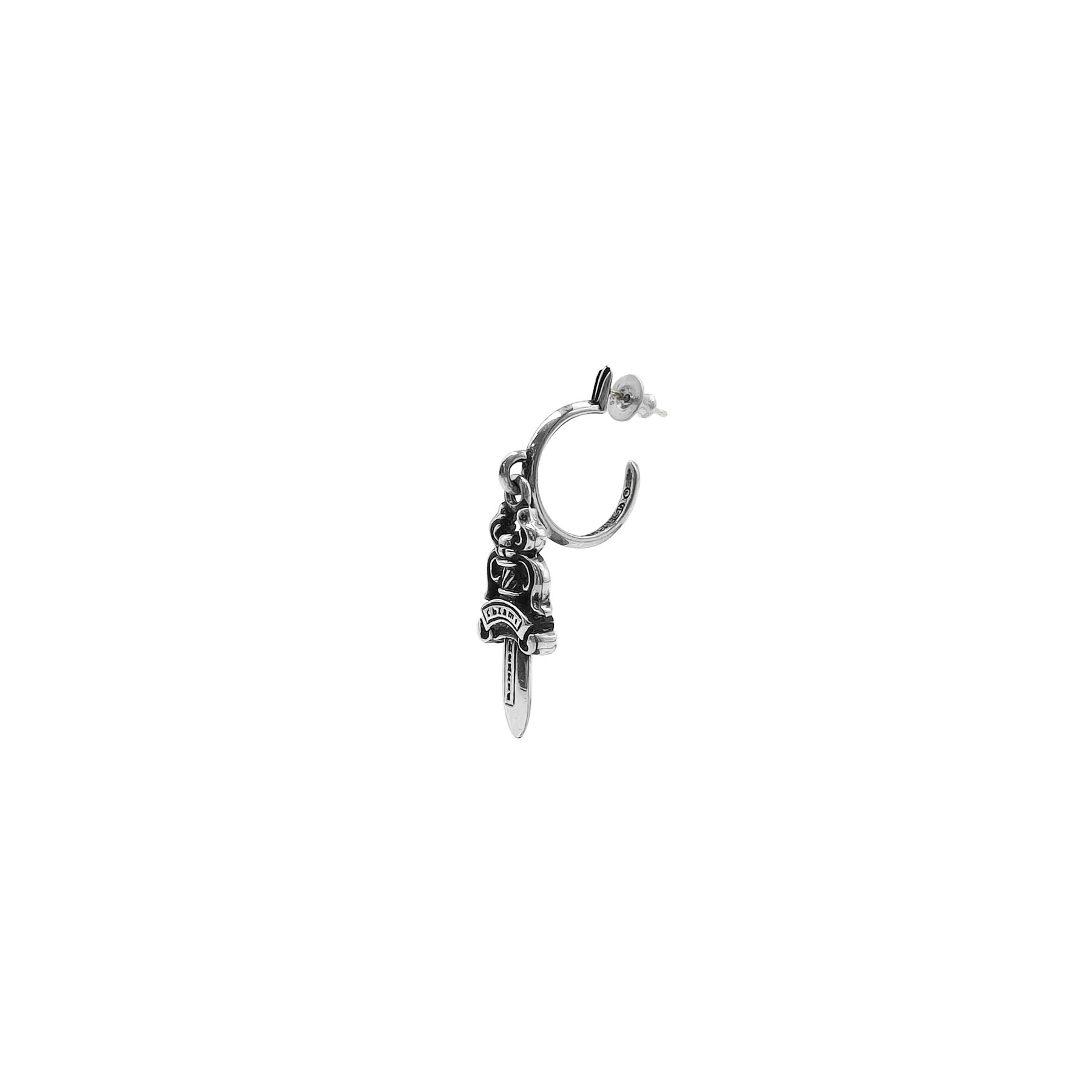 authentic chrome hearts dagger hoop earrings - premium designer jewelry front view