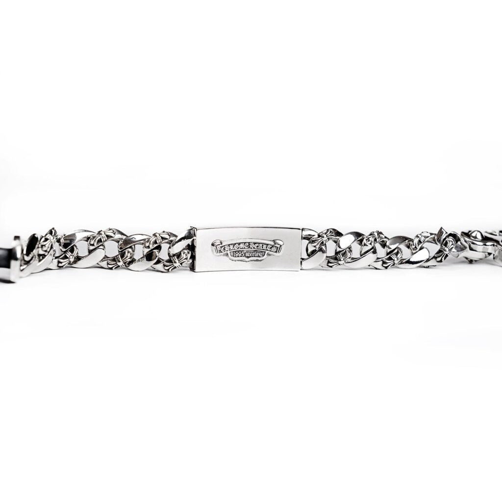 authentic chrome hearts dagger id fancy link clip bracelet - premium designer jewelry front view
