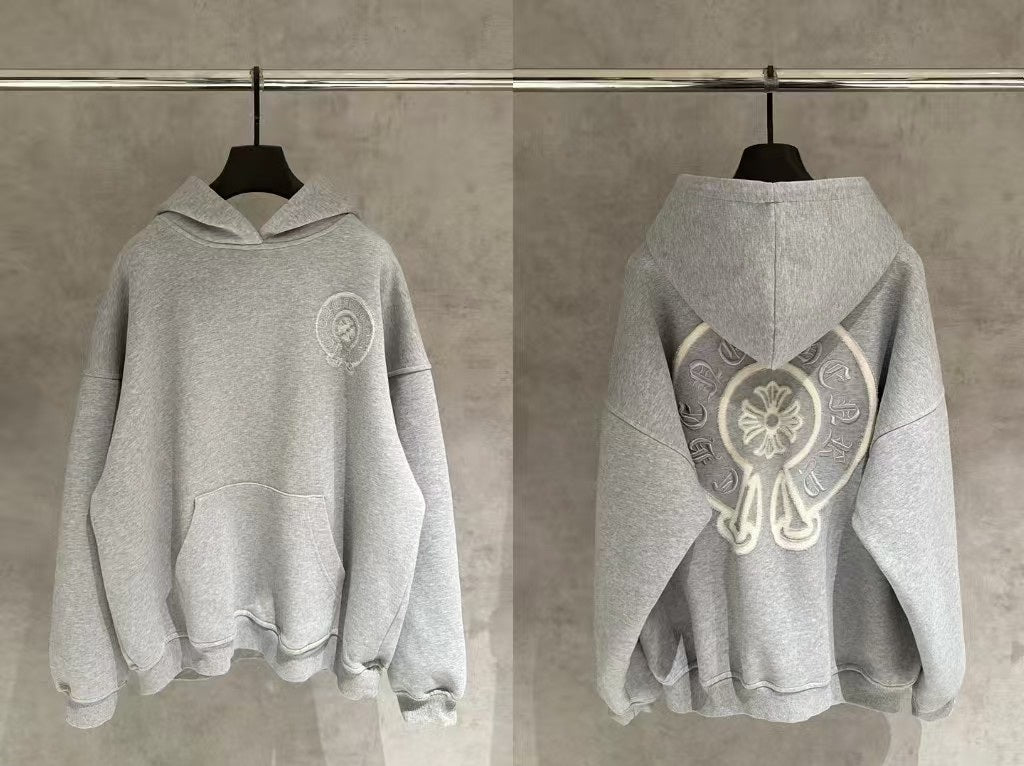 Chrome Hearts Embroidery Gray Hoodie - Chrome Hearts