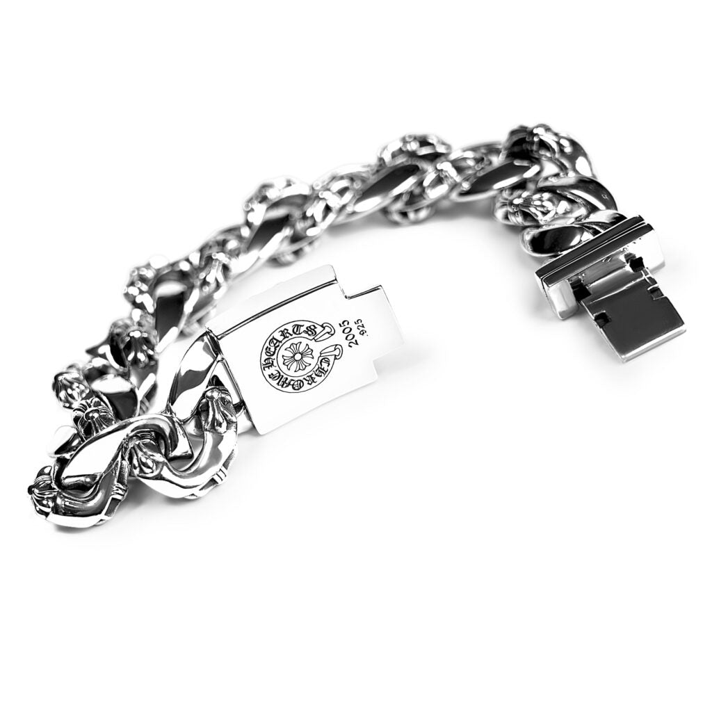 authentic chrome hearts fancy chain box bracelet - premium designer jewelry front view