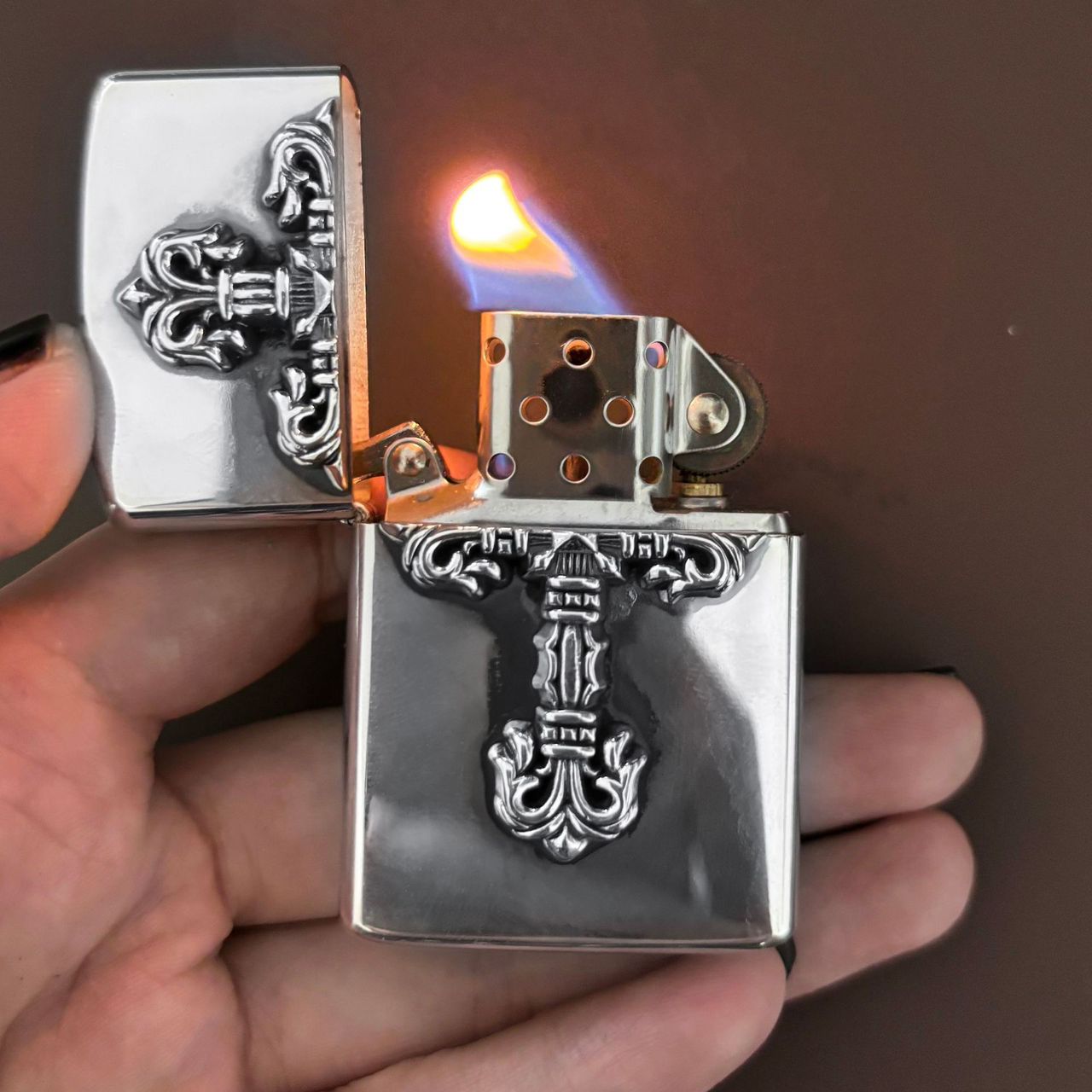 authentic chrome hearts filigree lighter - premium designer jewelry front view