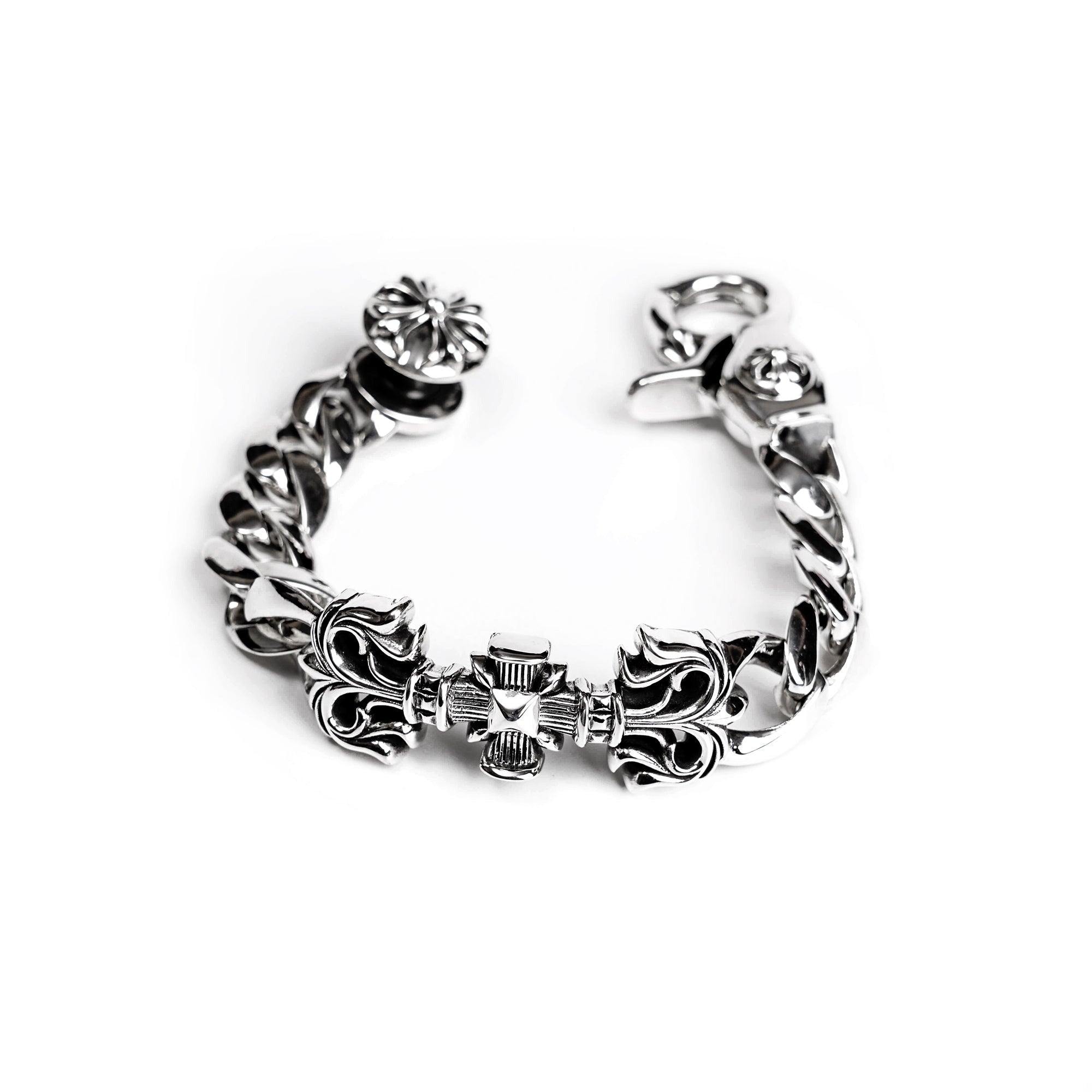 authentic chrome hearts filigree square cross clip bracelet - premium designer jewelry front view