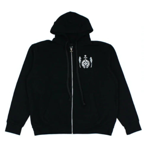 authentic chrome hearts foti harris teeter space suit zip hoodie - premium designer jewelry front view