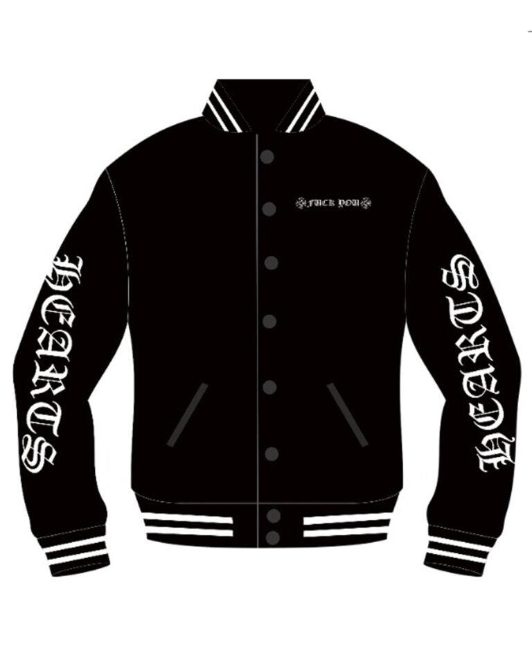 authentic chrome hearts foti jarvis block zip jacket  black - premium designer jewelry front view