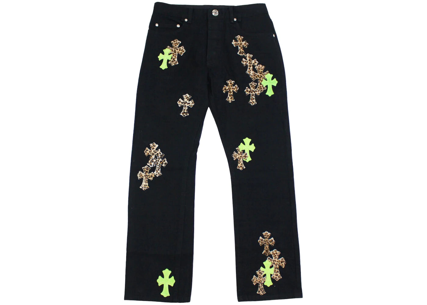 authentic ch leather patches jeans - premium designer jewelry front view