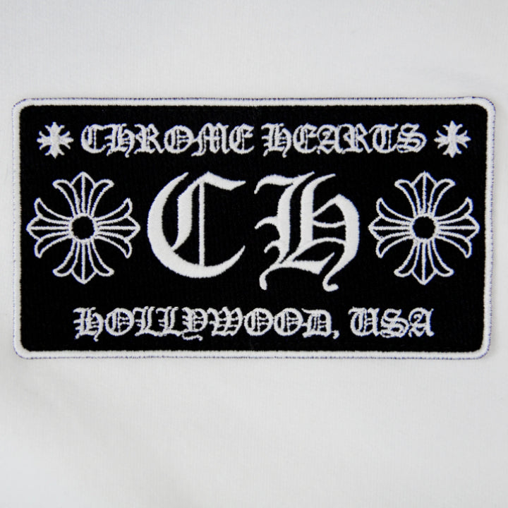 authentic chrome hearts hollywood patchwork hoodie - premium designer jewelry front view