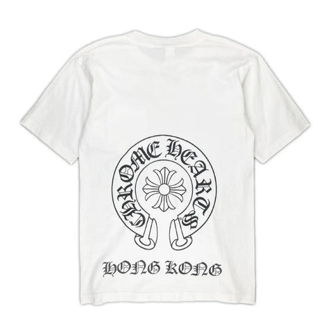 authentic chrome hearts hong kong horseshoe pocket tee – white - premium designer jewelry front view