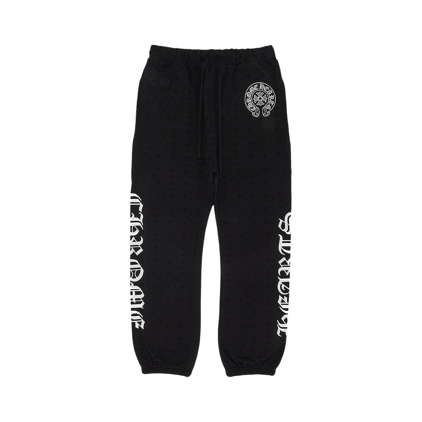 authentic chrome hearts horse shoe logo sweatpants - premium designer jewelry front view