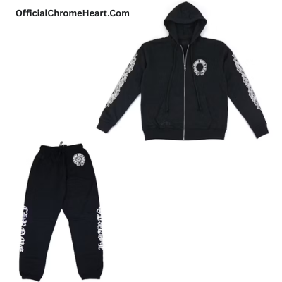 authentic chrome hearts zip up hoodie tracksuit - premium designer jewelry front view
