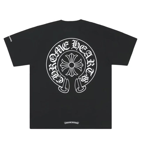 authentic chrome hearts horseshoe logo pocket tee – black - premium designer jewelry front view