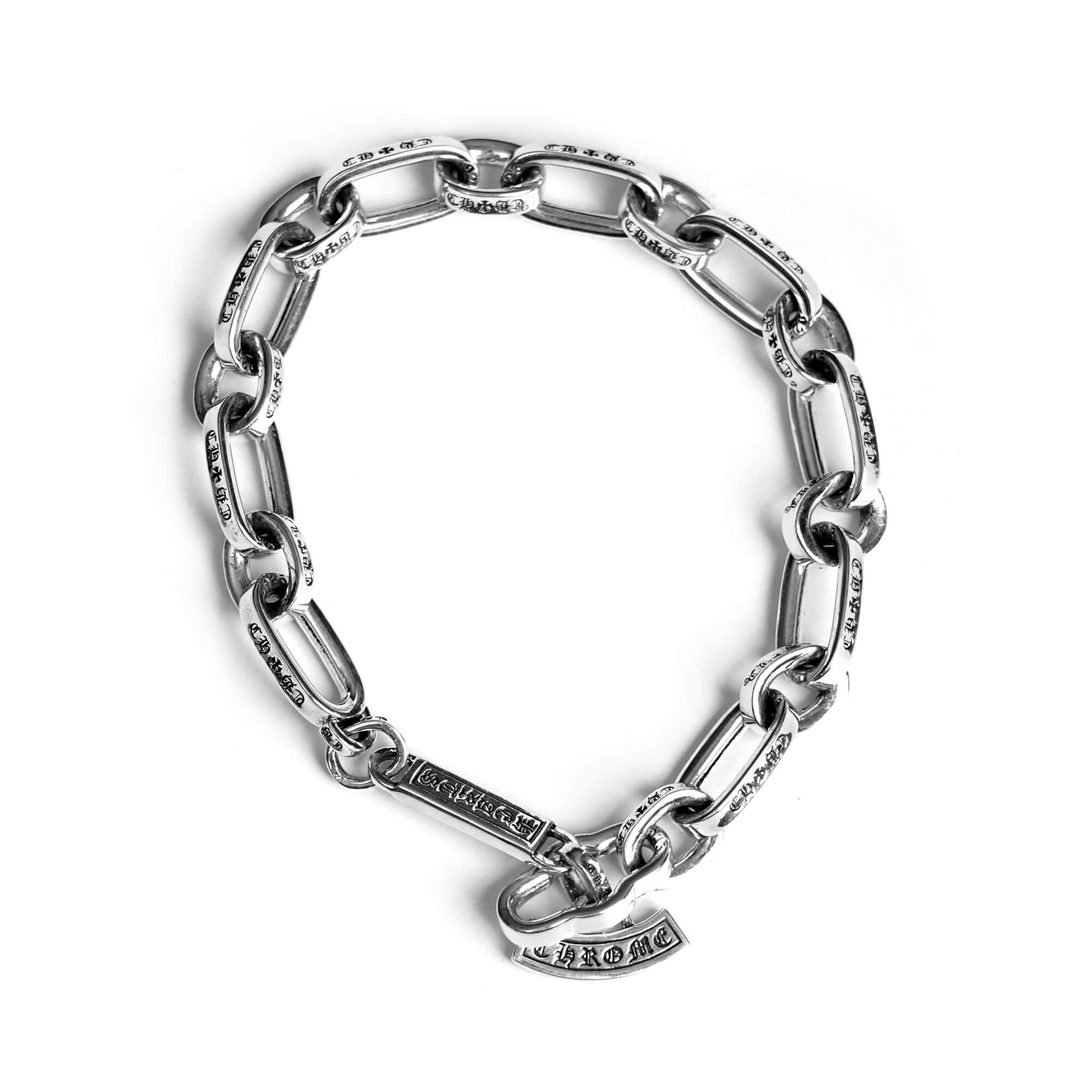 authentic chrome hearts inscribed logo chain bracelet - premium designer jewelry front view