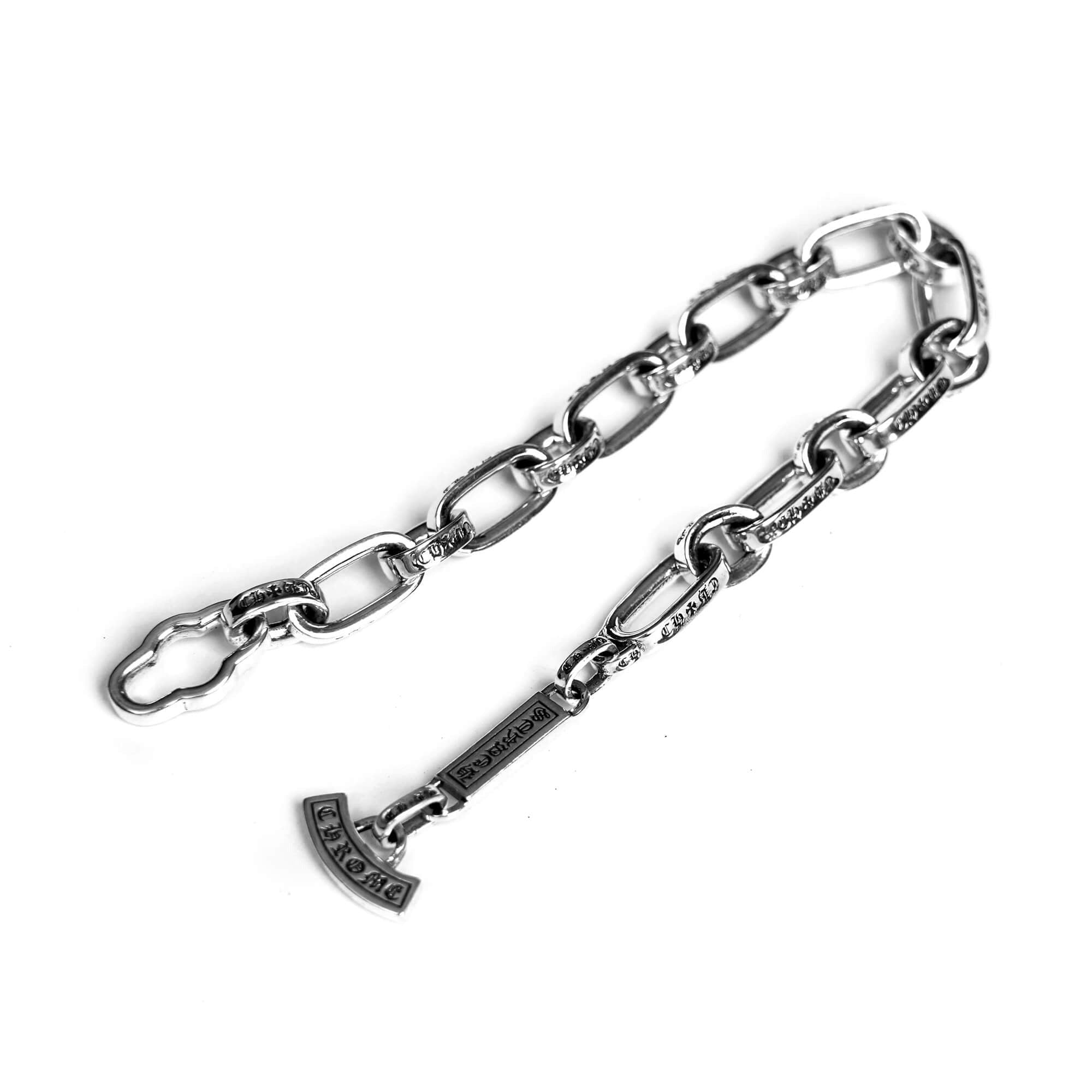 authentic chrome hearts inscribed logo chain bracelet - premium designer jewelry front view