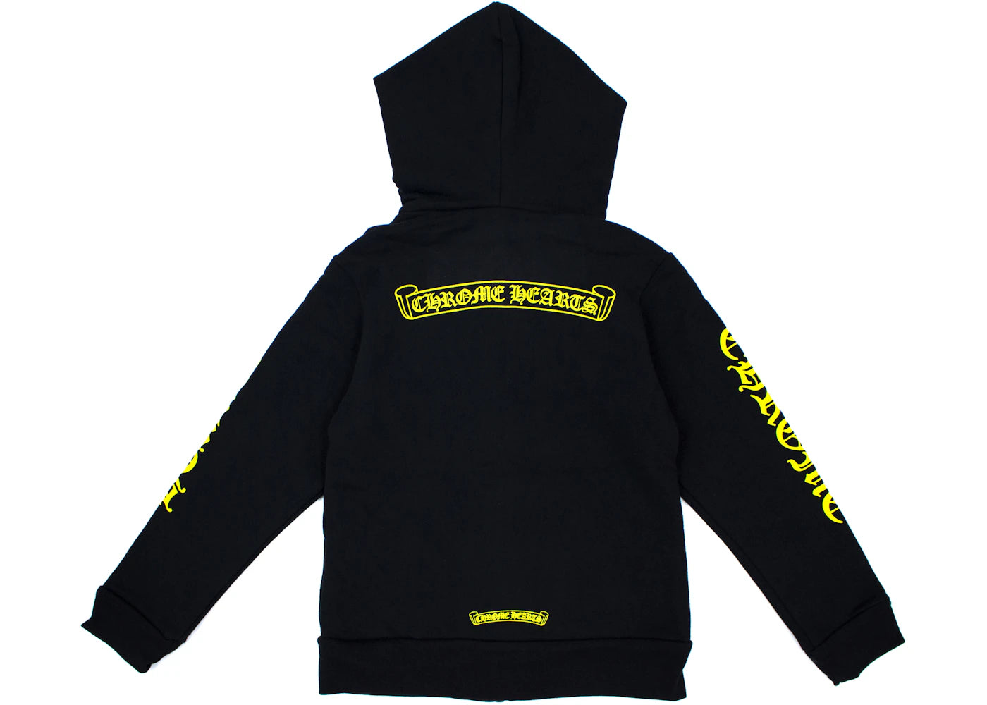 authentic chrome hearts kids scroll logo zip up hoodie - premium designer jewelry front view