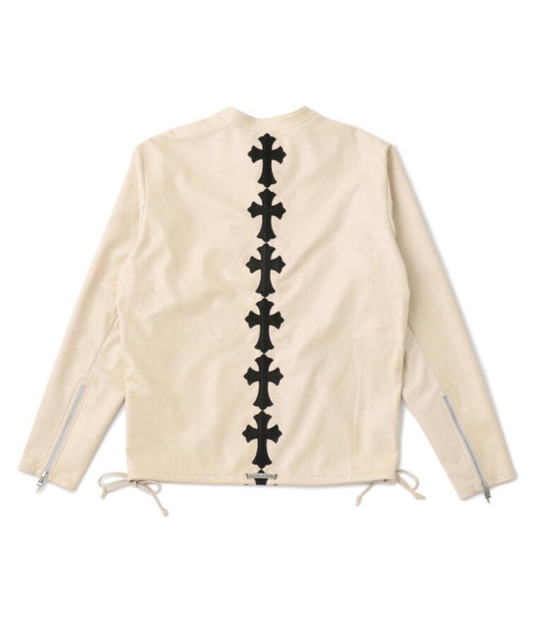 authentic chrome hearts leather jacket - premium designer jewelry front view