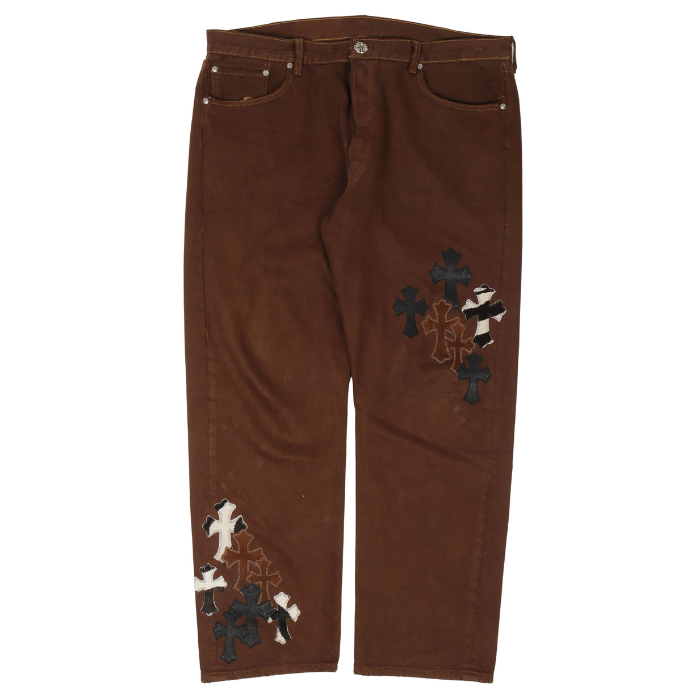 authentic chrome hearts levi’s multi cross jeans - premium designer jewelry front view