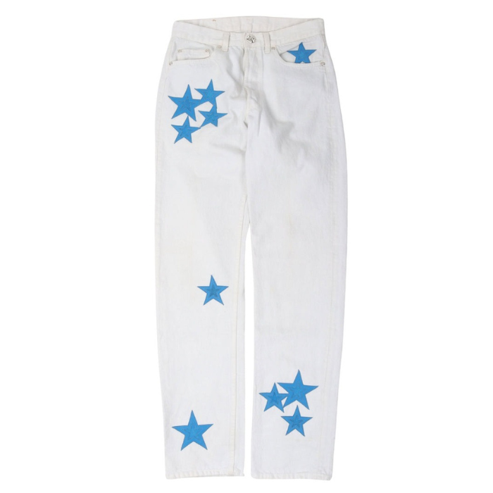 authentic chrome hearts levi’s star patch jeans - premium designer jewelry front view
