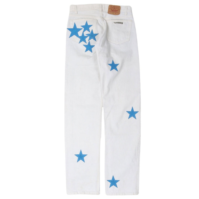 authentic chrome hearts levi’s star patch jeans - premium designer jewelry front view