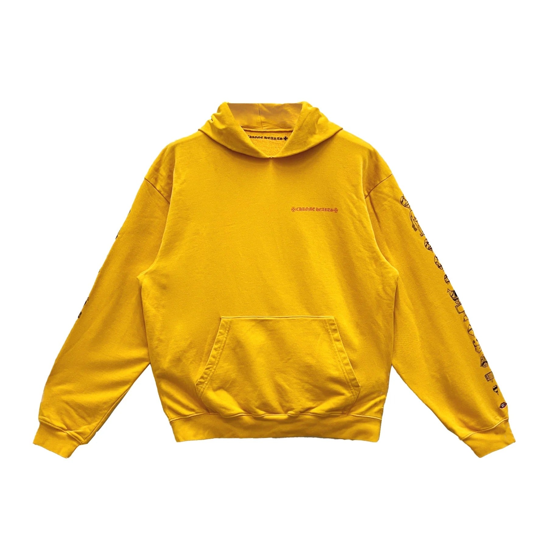 authentic chrome hearts matty boy back horseshoe graffiti hoodie - premium designer jewelry front view